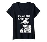 Femme Masque rétro Classique « Who Was That Masked Man Lone Ranger » T-Shirt avec Col en V