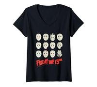 Femme Masques Vendredi Le 13e Halloween Design T-Shirt avec Col en V