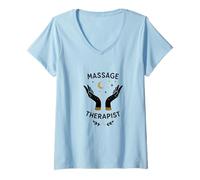 Femme Massage Therapist Celestial Hands Minimal Spa Graphic T-Shirt avec Col en V
