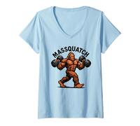 Femme Massquatch Haltérophilie Sasquatch Funny Gym Bigfoot T-Shirt avec Col en V