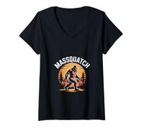 Femme Massquatch Poids de Levage drôle Bigfoot Gym Dire T-Shirt avec Col en V