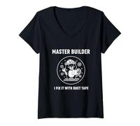 Femme Master Builder I Fix It with Duct Tape Emblème Professionnel T-Shirt avec Col en V