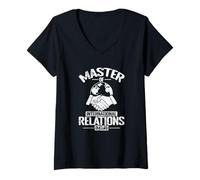 Femme Master en Relations internationales et diplomatie Mondiale T-Shirt avec Col en V