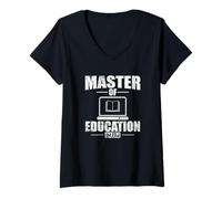 Femme Master of Education Recherche éducative spécialisée T-Shirt avec Col en V
