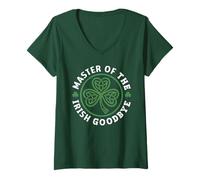 Femme Master of The Irish Goodbye Celtic Knot trèfle Vieilli T-Shirt avec Col en V