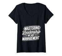 Femme Mastering Leadership Not Just Management Croissance - T-Shirt avec Col en V