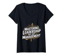 Femme Mastering Leadership Not Just Management Croissance - T-Shirt avec Col en V
