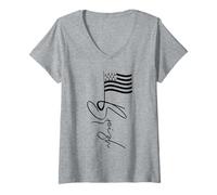 Femme Mât Bretagne France Signature Drapeau Breizh Breton T-Shirt avec Col en V