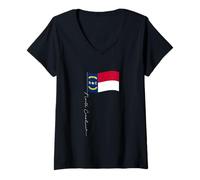 Femme Mât de Drapeau de la Caroline du Nord - Drapeau de la Caroline du Nord T-Shirt avec Col en V