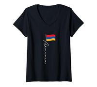 Femme Mât de drapeau de l'Arménie - Drapeau patriotique de l'Arménie T-Shirt avec Col en V