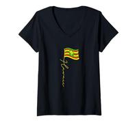 Femme Mât de Drapeau hawaïen Kanaka Maoli T-Shirt avec Col en V