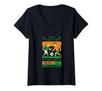 Femme Match de Football de Saint Patrick Irlande T-Shirt avec Col en V