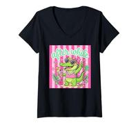 Femme Match Girls Trip Funny After While Crocodile Rose rayé T-Shirt avec Col en V