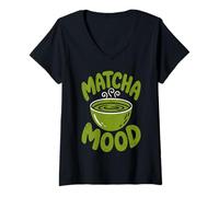 Femme Matcha Mood Thé Vert Lover ICES Matcha Latte T-Shirt avec Col en V