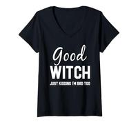Femme Matching Good Witch Bad Witch BFF Drôle Halloween T-Shirt avec Col en V