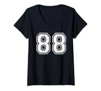 Femme Matching Universitaire Grunge de Sport d'équipe 88, numéro Quatre-Vingt-Huit T-Shirt avec Col en V