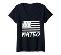 Femme Mateo Citoyenneté Nom de prénom d'anniversaire personnalisé T-Shirt avec Col en V
