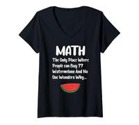 Femme Math Definition Pastèques Funny Pi Teacher's Day T-Shirt avec Col en V