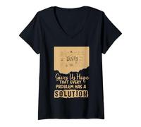 Femme Math Gives Us Hope Problem Solution Inspirational Teacher T-Shirt avec Col en V