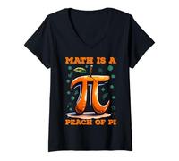 Femme Math is a Peach of Pi Funny Mathematics Puns Pi Day Blagues T-Shirt avec Col en V