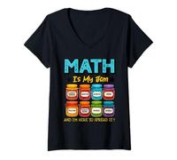 Femme Math is My Jam and Im Here to Spread It Funny Teacher Math T-Shirt avec Col en V