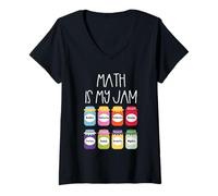 Femme Math is My Jam Math Teacher STEM Classe Algèbre Géométrie T-Shirt avec Col en V
