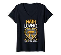 Femme Math Love Inspire The World 3.14 Jour des mathématiques Happy Pi Day T-Shirt avec Col en V