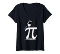 Femme Math Pi Pie Oiseau Nerd Humour Prof Sciences Blague Intello T-Shirt avec Col en V