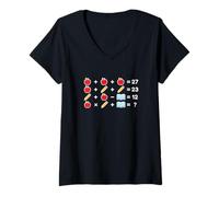 Femme Math Puzzle Algèbre Equation Géométrie Résolution de Problèmes Solver T-Shirt avec Col en V