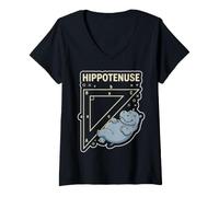Femme Mathématiques Hypotenuse - Phrase de la géométrie de Pythagore T-Shirt avec Col en V