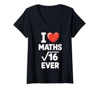 Femme Maths I Love Maths Forever Mathématiques Jeu de Mots T-Shirt avec Col en V