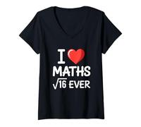 Femme Maths I Love Maths Forever Mathématiques Jeu de Mots T-Shirt avec Col en V