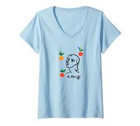 Femme Matisse Summer Agrumes Dessin découpé T-Shirt avec Col en V
