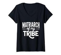 Femme Matriarche de ma Tribu T-Shirt avec Col en V