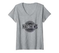 Femme Matthews Caroline du Nord - Officiel Matthews NC T-Shirt avec Col en V