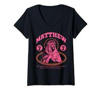 Femme Matthieu 7 - Verset de la Bible chrétienne Foi T-Shirt avec Col en V