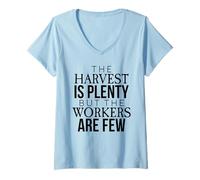 Femme Matthieu 9:37 Harvest is Plenty But The Workers are Few Faith T-Shirt avec Col en V