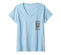 Femme Maui Hawaii Tiki God Hawaï Totem de poche souvenir de voyage T-Shirt avec Col en V