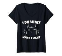Femme Mauvais Chat Je Fais ce Que Je Veux T-Shirt avec Col en V