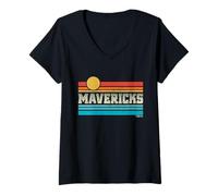 Femme Mavericks California Retro Sunset Surf Trip I Love Surfing T-Shirt avec Col en V