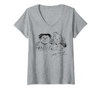 Femme Max et Moritz (avec Signature) T-Shirt avec Col en V