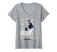 Femme Max Scherzer | Joueurs de baseball MLB du Texas | MLBMSC204M T-Shirt avec Col en V