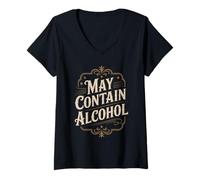 Femme May Contain Alcohol Proverbe Drôle Alcool Mallorca Party T-Shirt avec Col en V