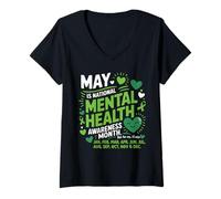 Femme May Is National Mental Health Awareness Month Support T-Shirt avec Col en V
