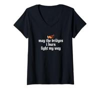 Femme May The Bridges I Burn Light My Way Funny Goth Gothic Games T-Shirt avec Col en V