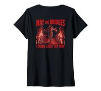 Femme May The Bridges I Burn Light My Way Funny Goth Gothic Skull T-Shirt avec Col en V