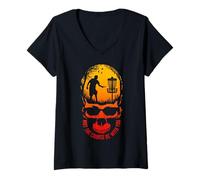 Femme May The Course Be with You Disque Golf Player Skull Sunset T-Shirt avec Col en V