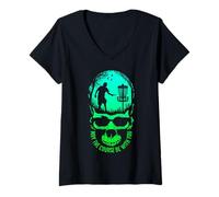 Femme May The Course Be with You Disque Golf Player Skull Sunset T-Shirt avec Col en V