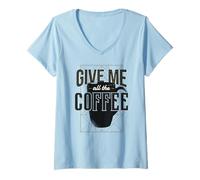 Femme Me All The Coffee Java Lovers Meme T-Shirt avec Col en V