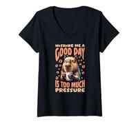 Femme ME SOUHAITER Une Bonne JOURNÉE, C'est TROP DE Pression T-Shirt avec Col en V